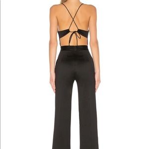 NBD Revolve Satin Black Jumpsuit
